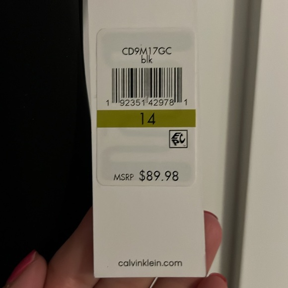 NWT Calvin Klein black scuba dress with ruffle collar, size 14 - Picture 3 of 4